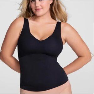 HONEYLOVE LiftWear Tank Shapewear Vamp Black Wide Straps Smoothing Wire Free 2X